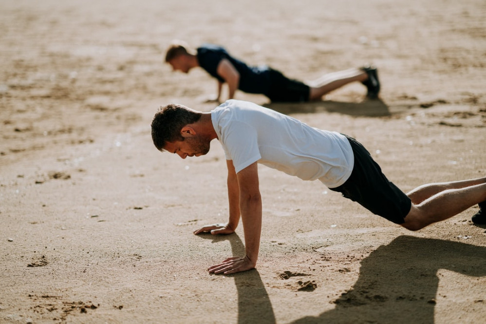 Push-ups while camping