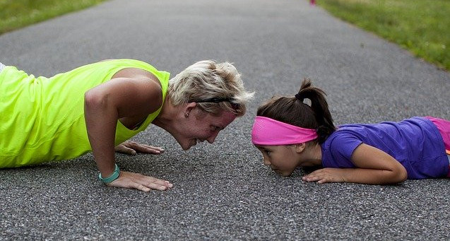 push-ups with family while camping